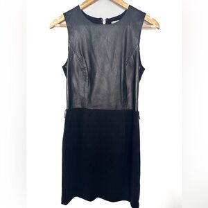 Michael Kors black sleeveless mini genuine leather cocktail dress